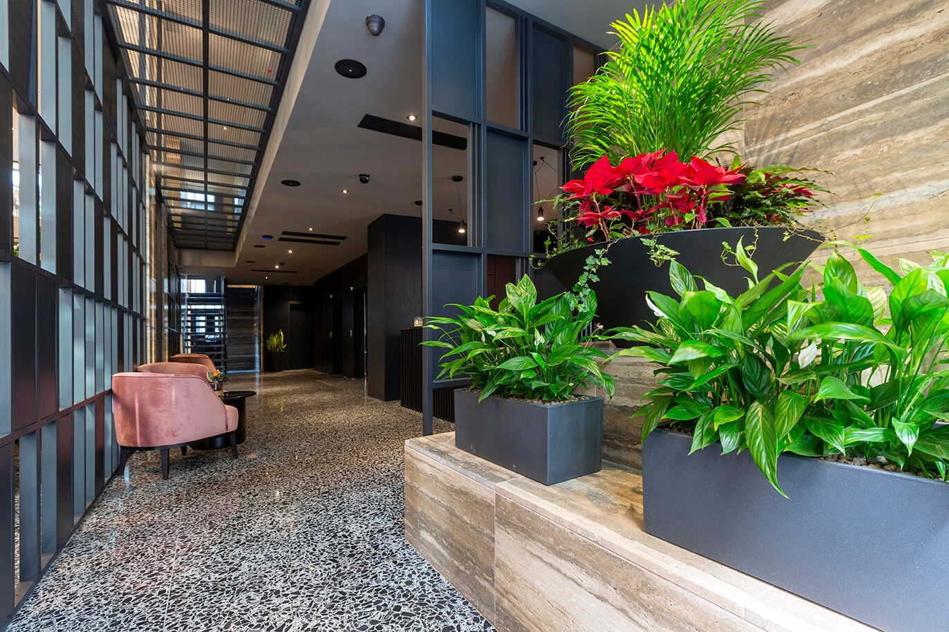 04 urban hotel – halmannvella – architectural terrazzo – black tiles